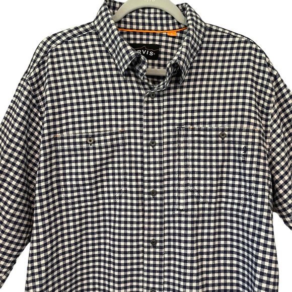Orvis Navy/White Ghingham Check Flannel Shirt, Sz L - Picture 8 of 15